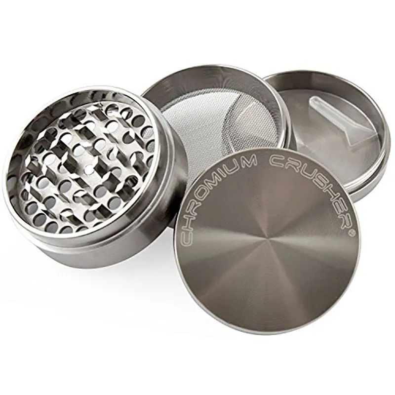 CHROMIUM CRUSHER Metal Zinc Alloy Grinders Herb Grinder 4 Layer Parts Grinder 40MM 50MM 55MM 63MM OD Tobacco Grinders DHL