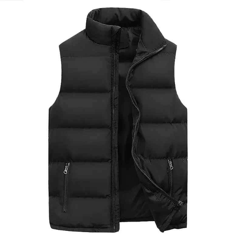Men's Vests Jacket Winter Warm Coats for Men Thickened Stand Collar Down Vest Oversized Jackets Puffer Sleeveless Zipper Coat 231206