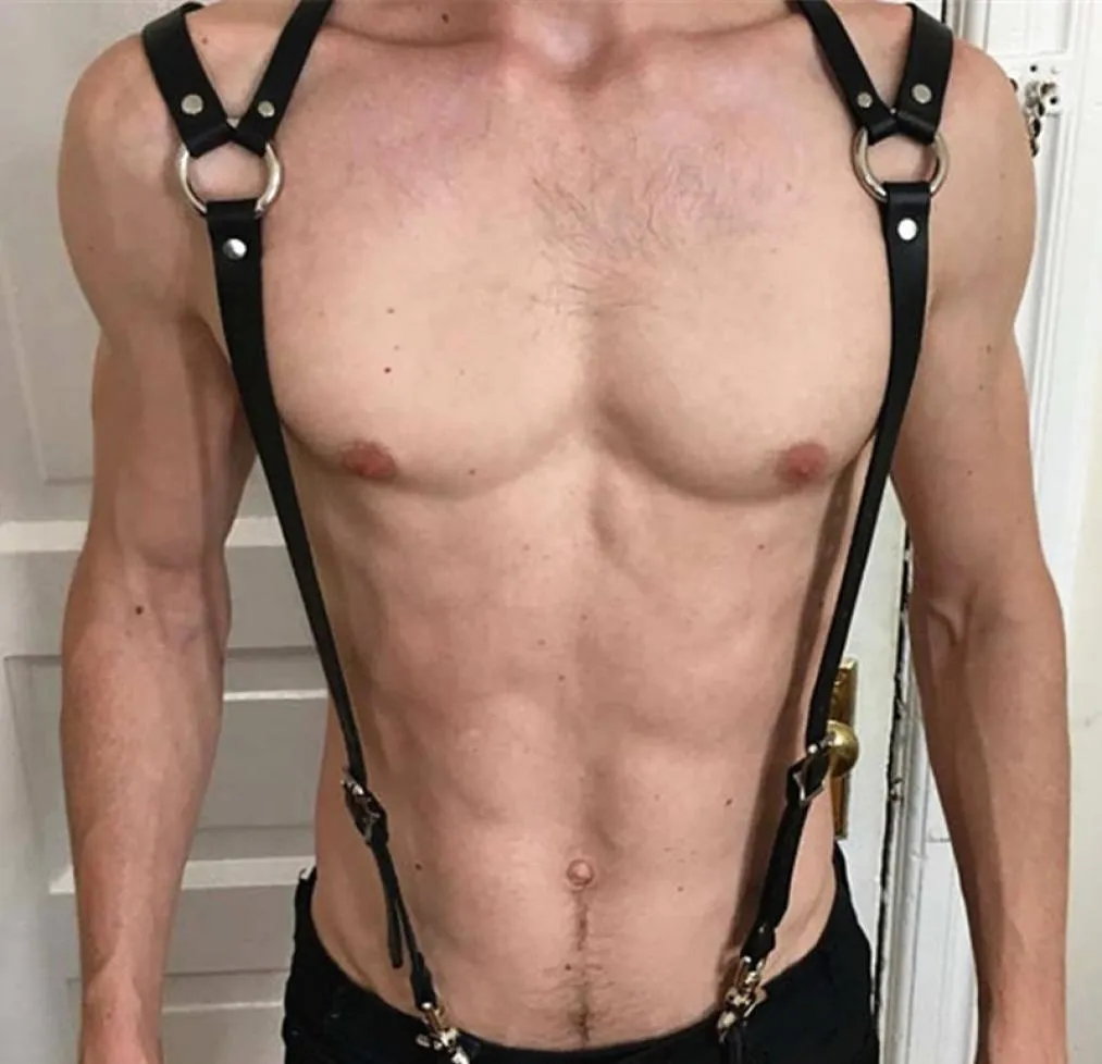 Neue Gürtel Männer Punk Schwarz Harness Leder Mann Gothic Harajuku Leder League Körper Schwert Gürtel GPD86169000664