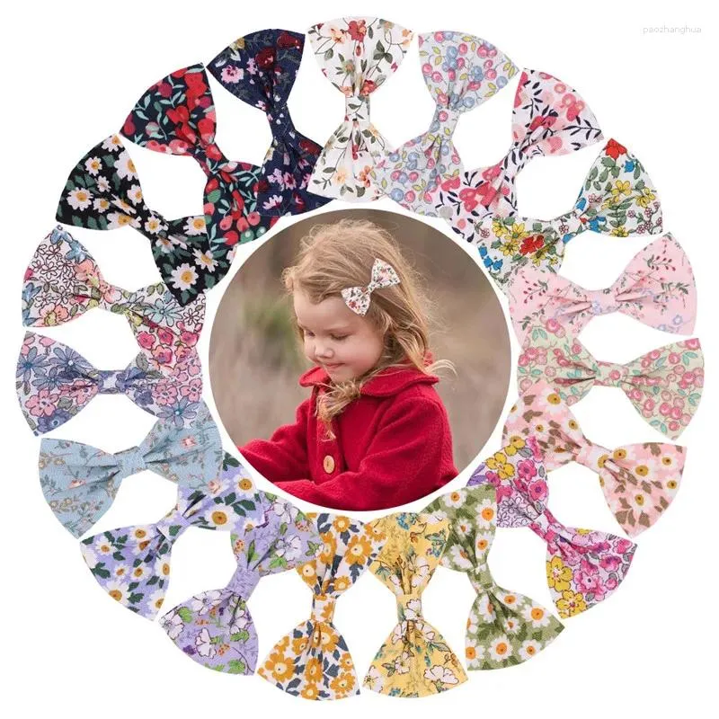 Accessoires pour cheveux pour filles, épingle à cheveux en tissu imprimé Floral avec ruban enroulé, ornements à Clip pour bébés enfants, couvre-chef pour enfants