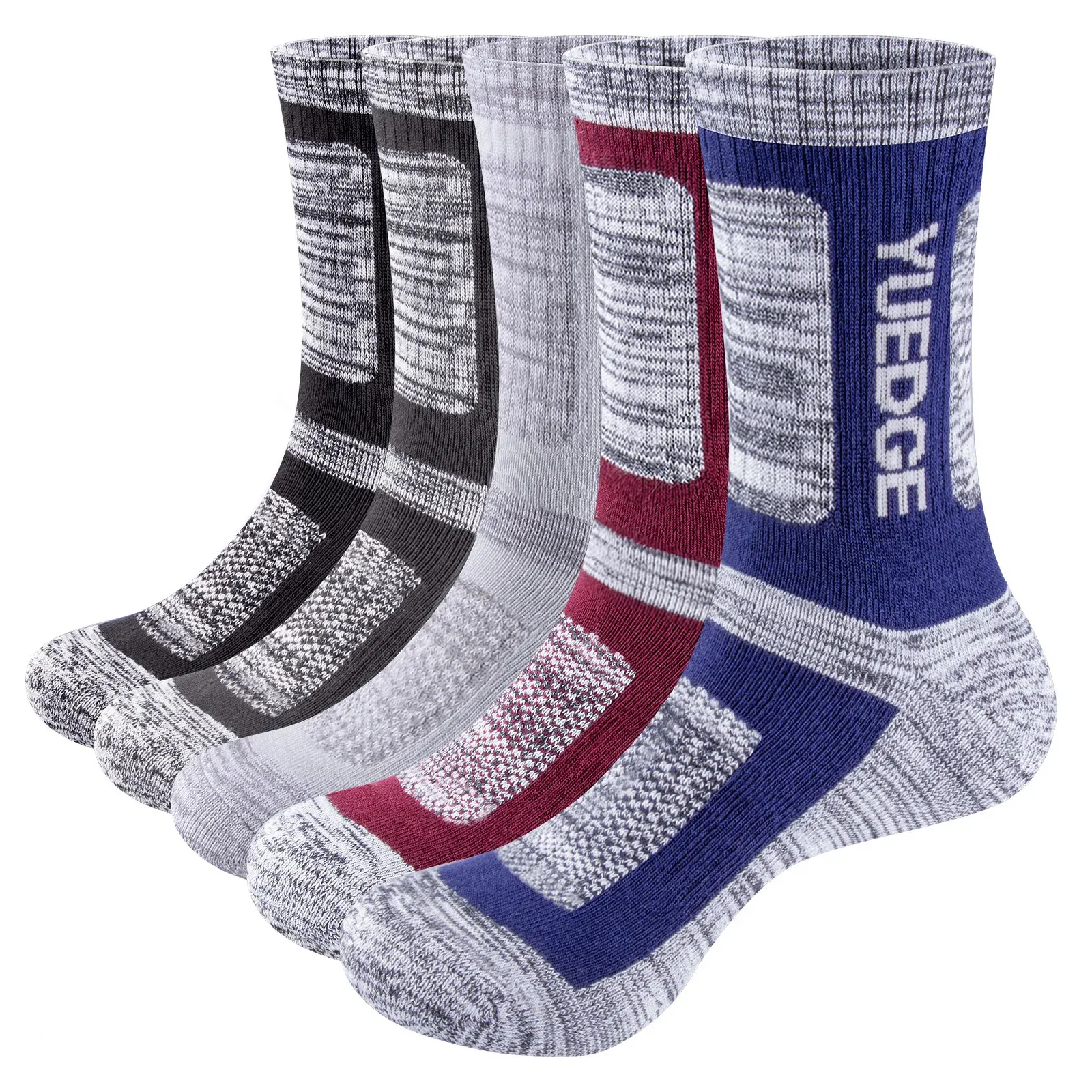 Herrensocken YUEDGE Männer Atmungsaktive Baumwolle Gepolstert Crew Arbeitsstiefel Sport Wandern Athletisch Winter Thermo 5 Paar 37 EU 231205