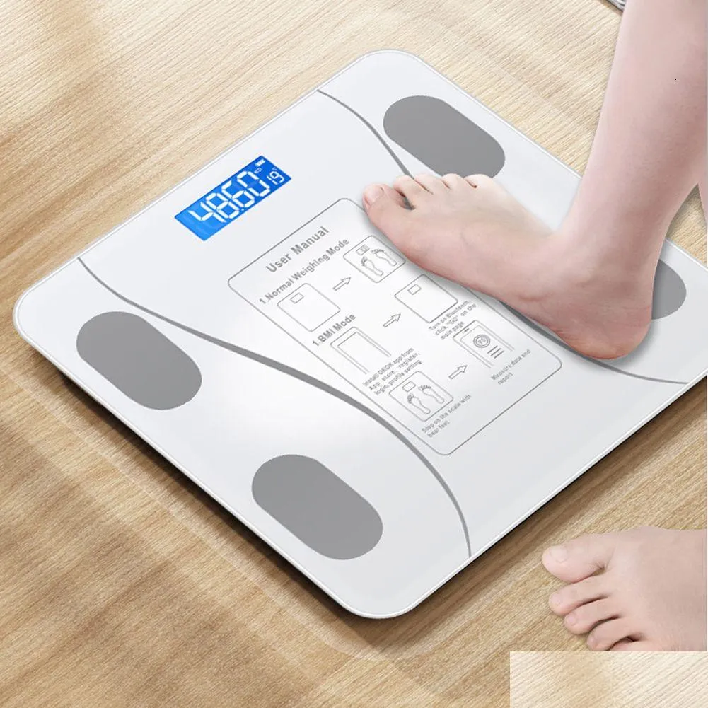 Весы для веса тела Bluetooth Smart Scale Ванная комната BMI Led Цифровой электронный анализатор состава для взвешивания 230606 Прямая доставка Heal Dhdb3