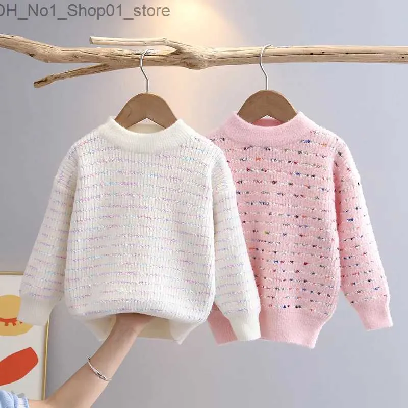 Cardigan Girls Thick Sweater Autumn Winter Children Woolen Sweatshirts For Baby 3 till 8 Years Cloths Topps Kids Sticked Pullover Sweater Q231206