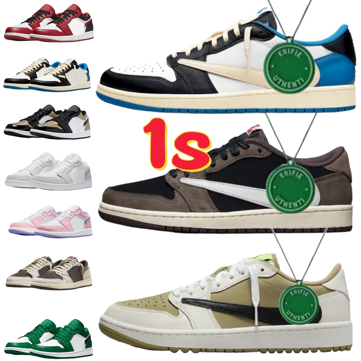 Jumpman 1 Low Basketball 1s Lows I Sneakers Reverse Mocha Olive Black Phantom Bred Toe Panda UNC Wolf Grijs True Blue Heren Dames Outdoorsporten