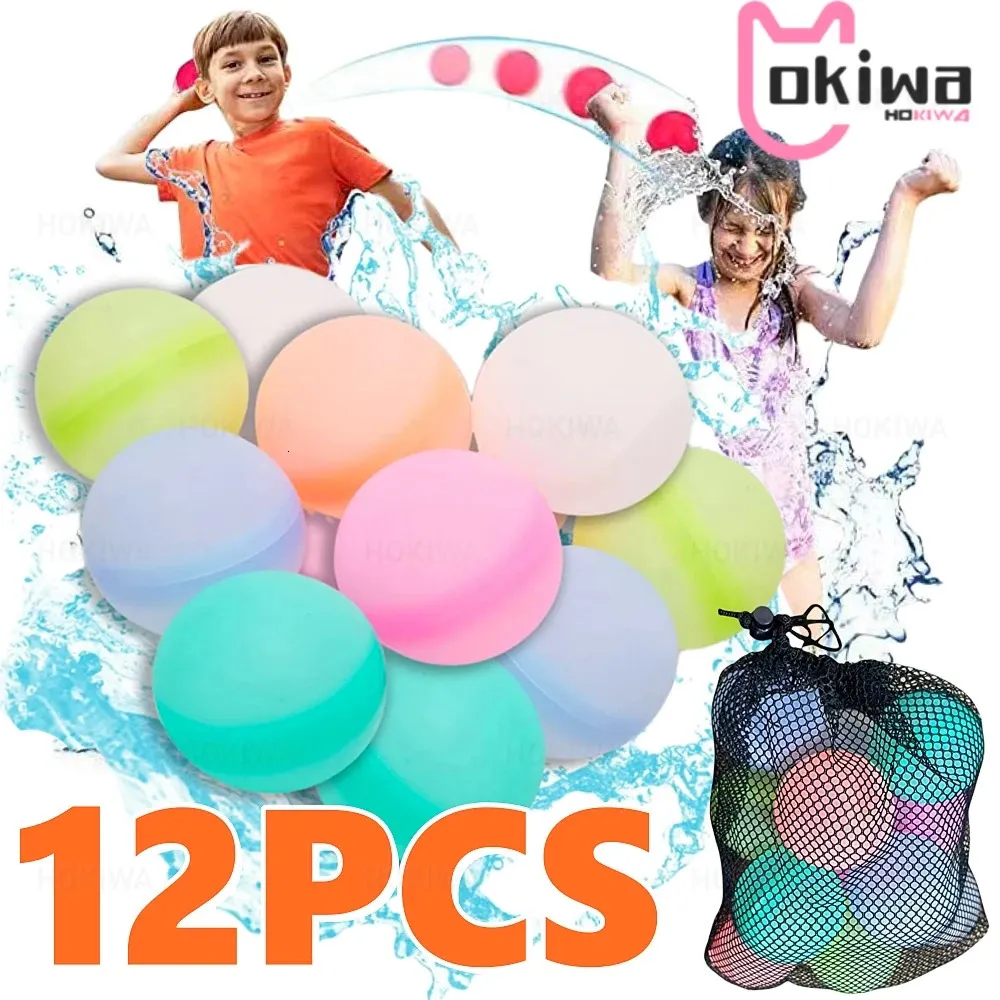Imprezy balony 12PCS wielokrotne użycie woda walczące piłki dorośli dzieci letnie basen silikonowy woda grająca zabawki basen bomb bomby balony 231206