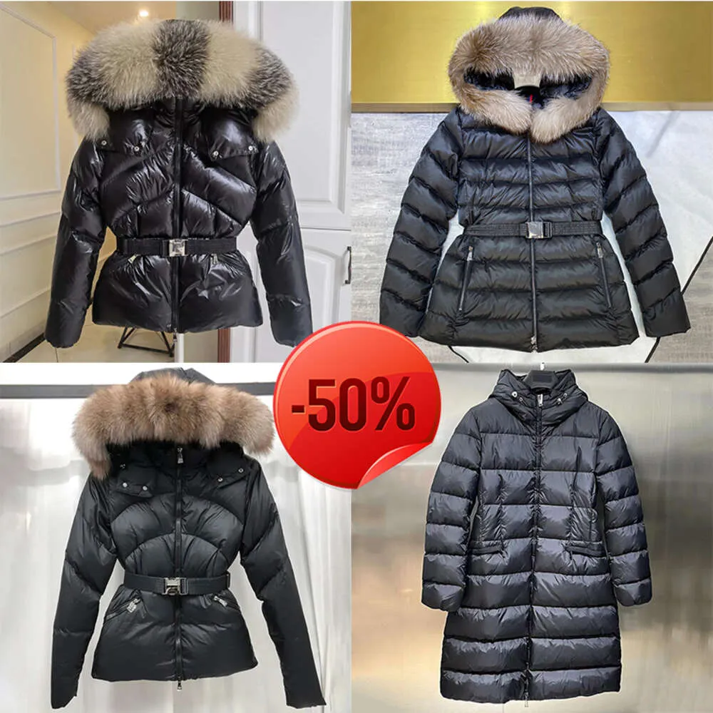 Christmas Discount ~ Women's Down Parkas designer womens down puffer jacket with fur collar women embroidered letter badge winter outerwear coat size S/M/L/XL