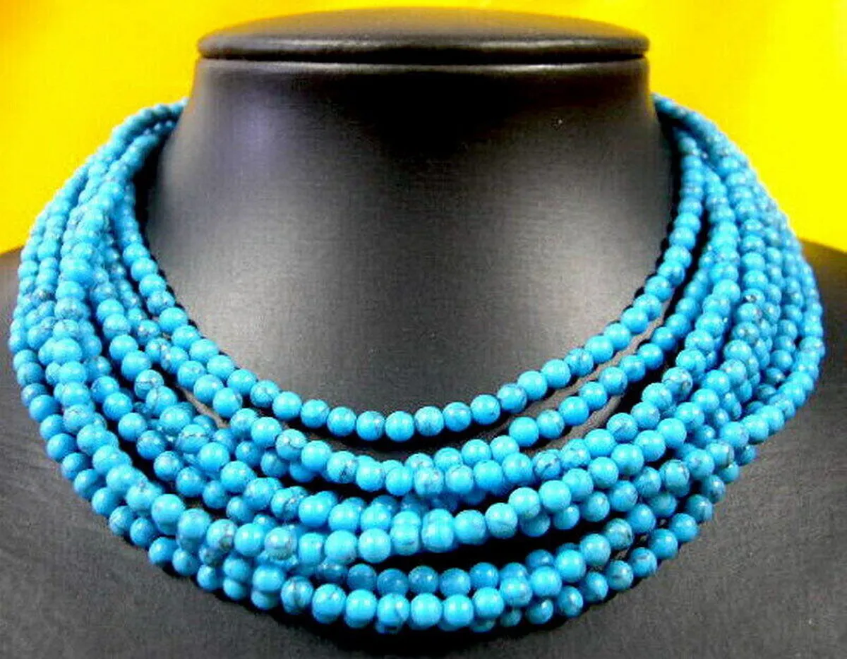 10Strings 18 Inch Long Charming Asina 5mm-6mm Turquoise Beads Necklaces