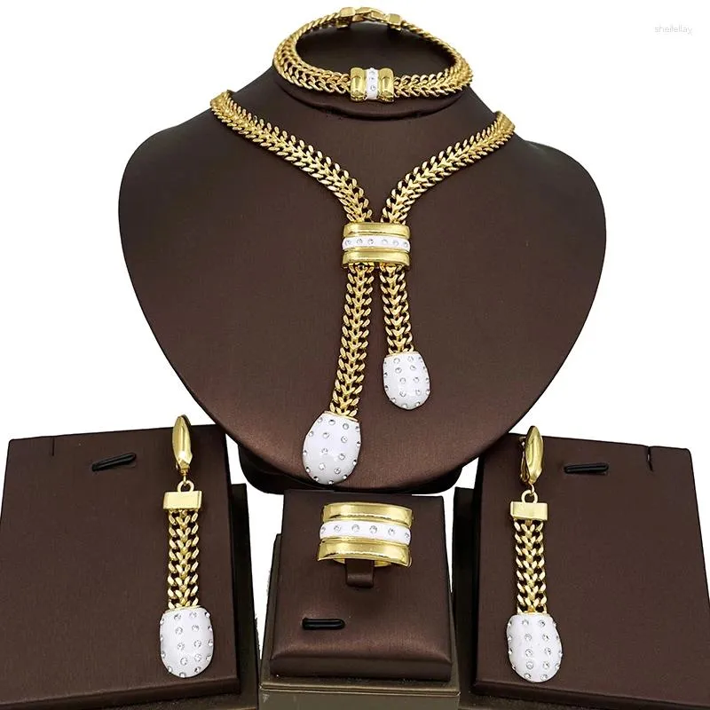 Collana orecchini set Dubai Waterdrop opale placcato oro per donne anello braccialetto gioielli accessori regalo festa di nozze