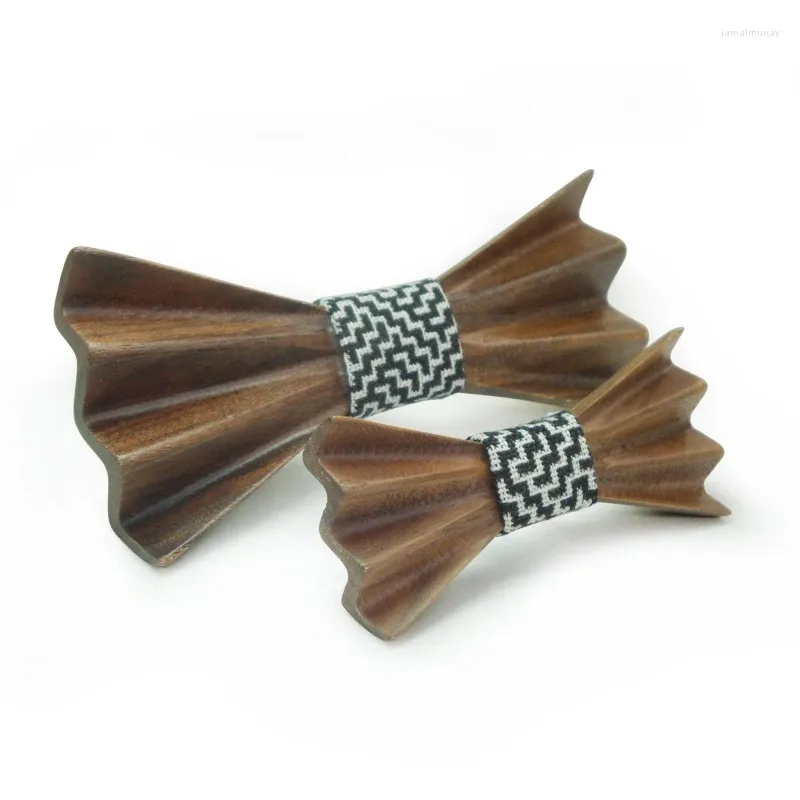 Bow Ties Linbaiway Wood Tie för Herr Suit handgjorda bröllopsfjäril barn unisex skjorta julklappar trä bowtie