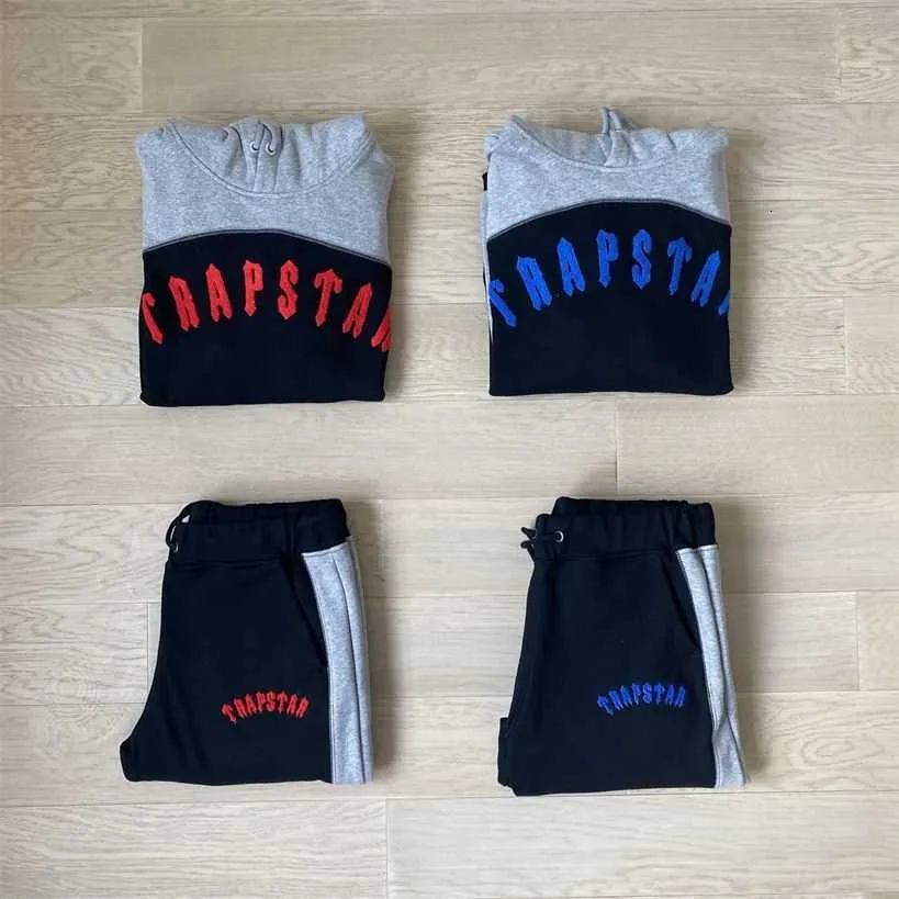 Tuta sportiva Trapstar Color Contrast High Edition Ricamo Moda Con cappuccio Autunno e inverno UK Londra