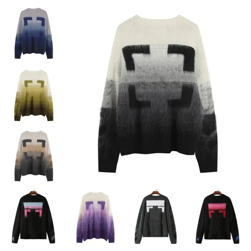 Fashion Sweater Men's and Women's Arrow Gradient Pornographic Sweater High Grade Classic Round Neck Autumn and Winter Warm and Comfortable High Quality Clothing