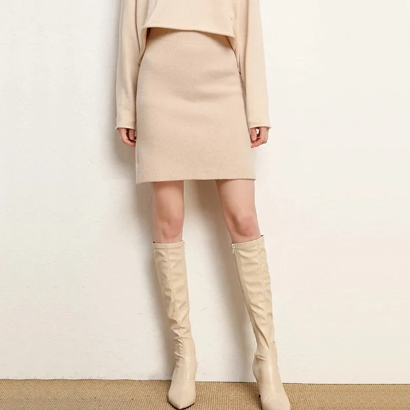 Jupes Cachemire Mini jupe femmes automne hiver 100 Pure laine ALine décontracté mode couleur unie ajustement chaud taille haute robe 231206