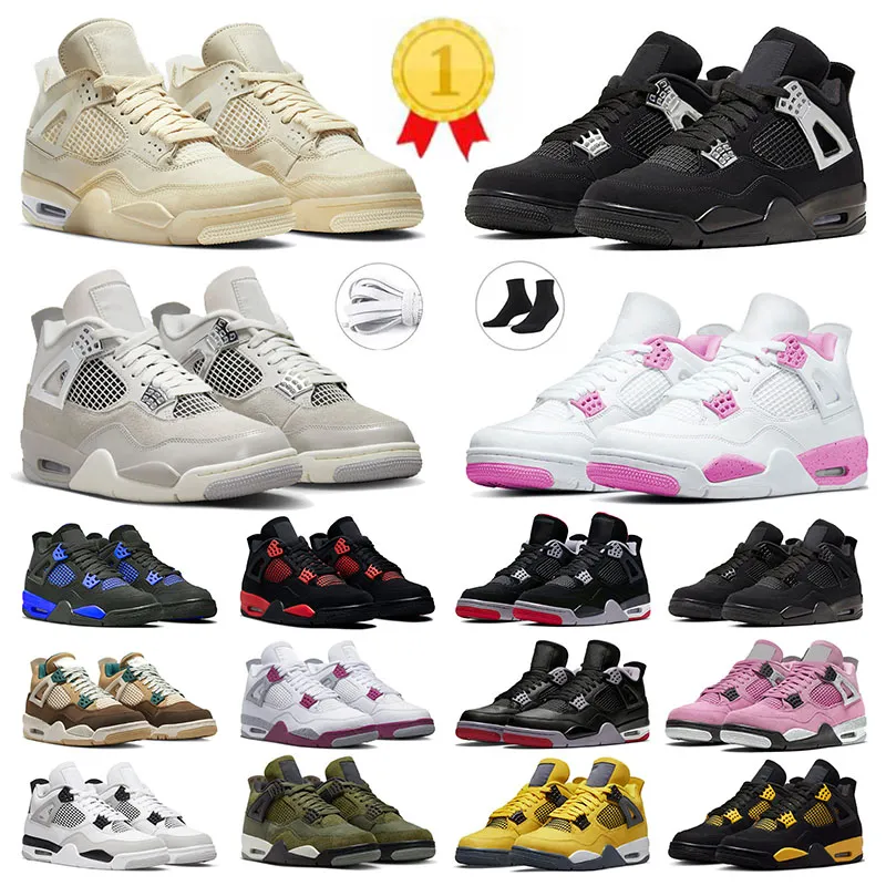 AAA Quality 4 4S Mens Womens Basketball Shoes Moments IV Cactus Jack Bred Rediaged Black Cat Doernbecher Pink Sneakers Big Size 13 Dhgate