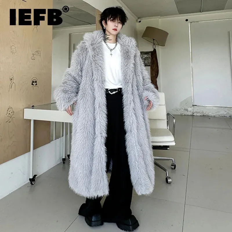 남자 모피 가짜 모피 IEFB-manteau mi-long en fausse fourrure pour homme coupe-vent en laine tendance surdimenne a la mode hiver nouveau 9csion 8 231205