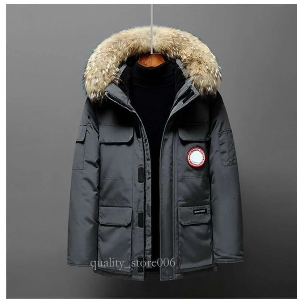 Down Jacket Women's and Men's Medium Length Winter New Canadian Style Overcame Lovers's Working Clothes Thick Goose Down Jacket Men 803