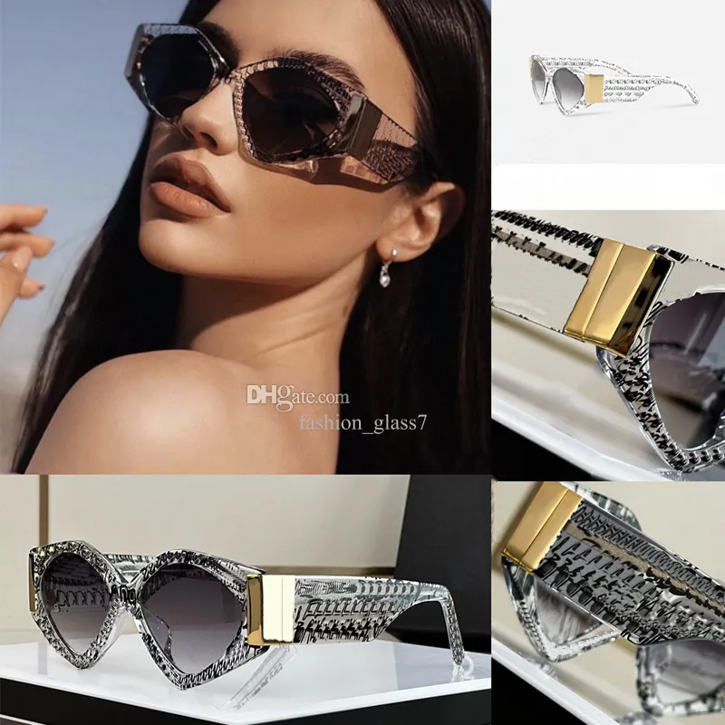 Óculos de sol poligonais de luxo feminino fashio armação redonda resistente a UV400 espelho óculos de sol grandes de perna de metal de alta qualidade 8 cores para escolher DG4396