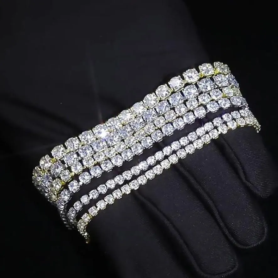 Bracelet de tennis plaqué or 14 carats pour hommes et femmes, style Hip-hop, micro-encastré, 3mm, 4mm, 5mm, 7ich, 8 pouces de longueur, Whos2528