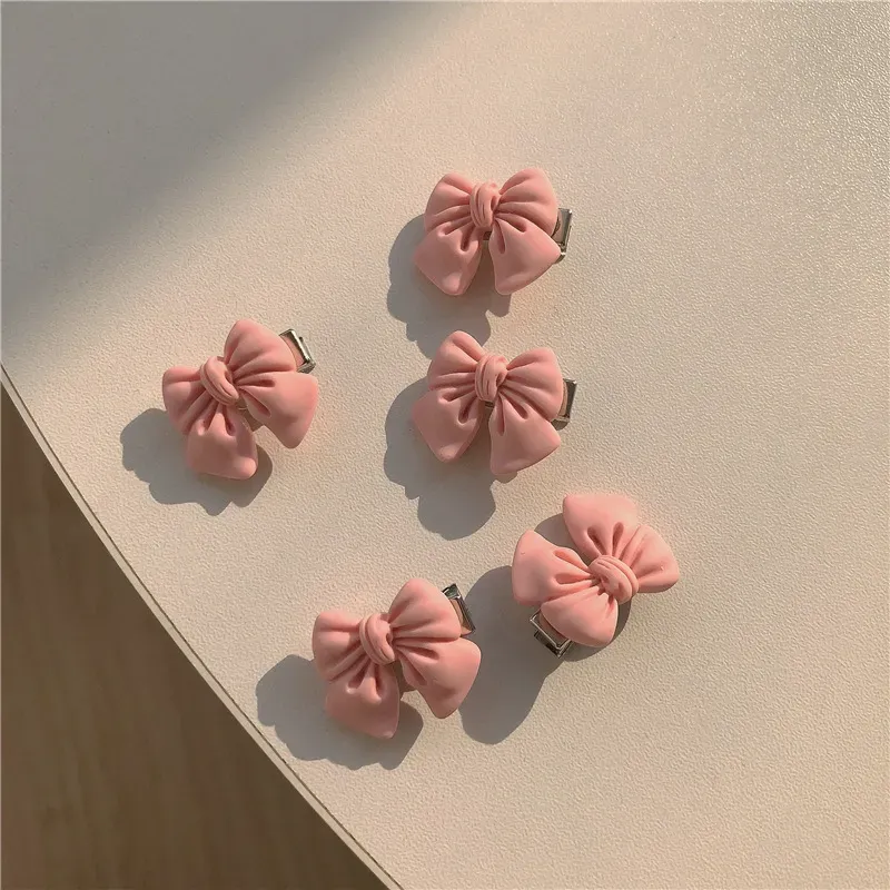 Super sweet pink hairpin series! Girl bow peach camellia flower peach heart edge clip hair ornament headdress