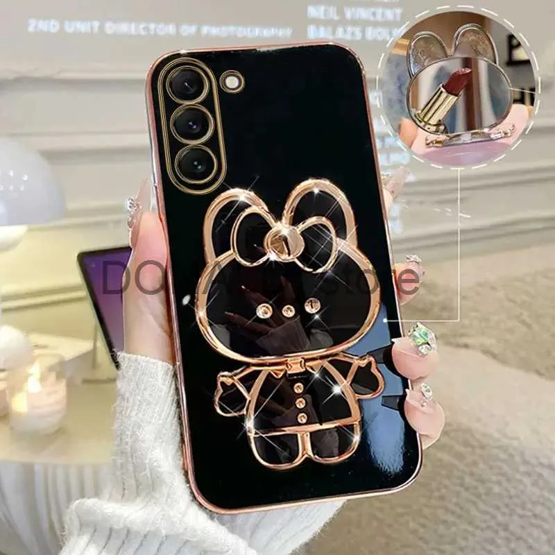 Cell Phone Cases Mirror Plating Phone Holder Case On For Samsung Galaxy S23 S20 S22 S21 S10 S9 S8 Note 10 20 8 9 Plus Ultra S20 Fe Stand Cover J231206