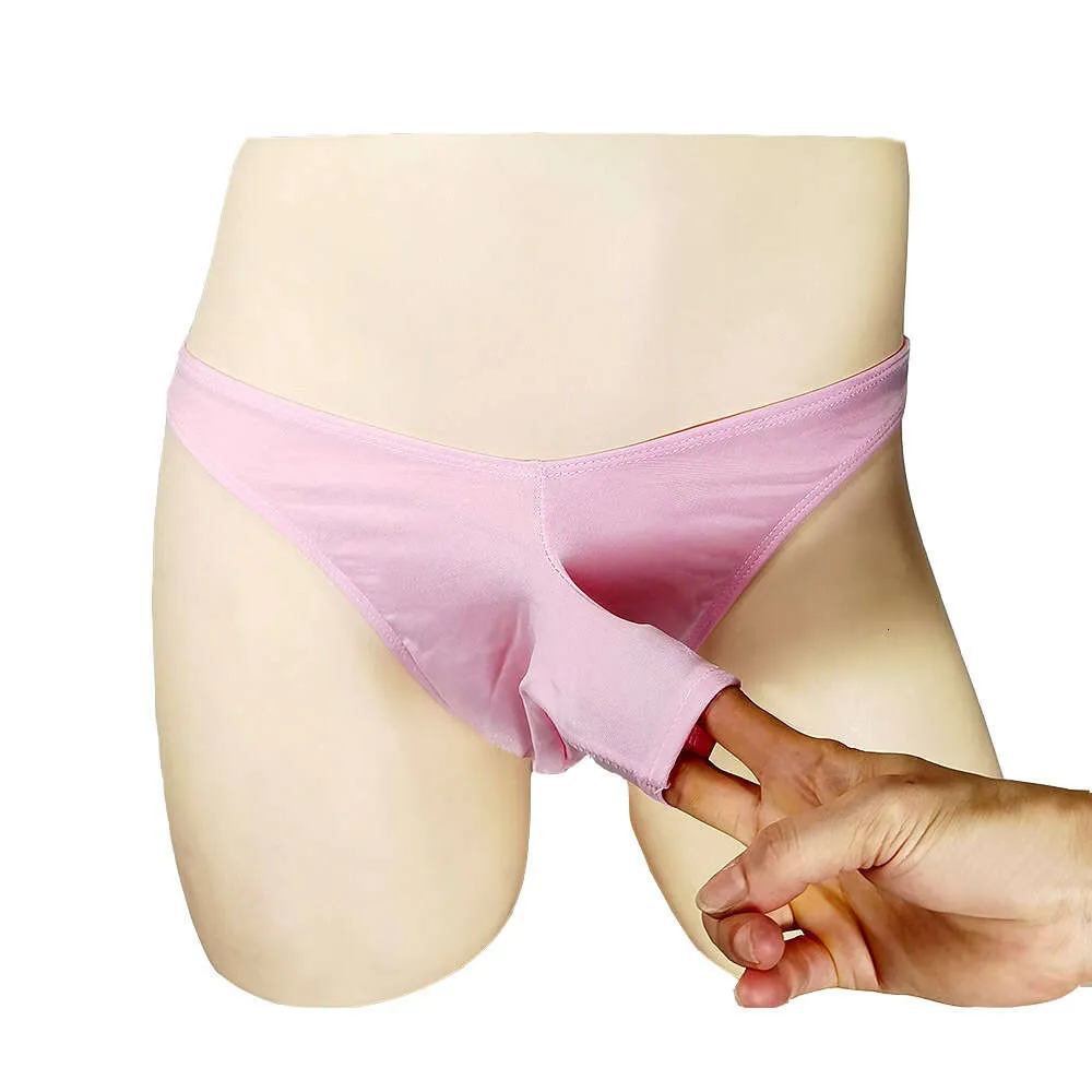 Sous-vêtements sexy pour hommes en soie glacée gaine ouverte nez d'éléphant tongs Gay tentation JJ manches érotiques G String slips