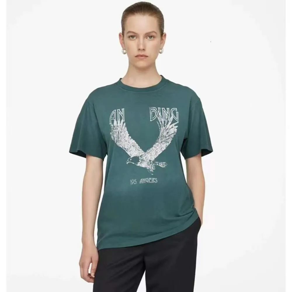 Dames T-shirt 24ss BING Eagle Designer Dames T-shirts AB Klassiek Vintage Print Geverfd Roergebakken Groen T-shirt met korte mouwen Katoenen T-shirts Tops