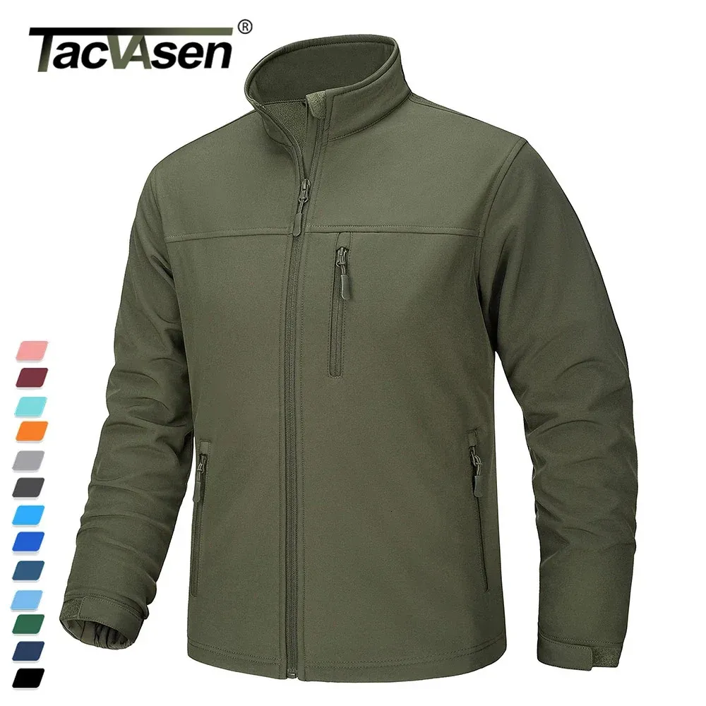 Men's Jackets TACVASEN Waterproof Fleece Lining Windbreaker Mens Winter Work Jackets Zipper Pocket Casual Coats Full Zip Durable Outwear Tops 231206