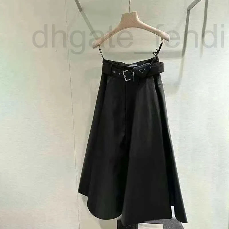 Skirts Designer Brand French Niche 2023 Summer New Black Versatile A-line Long Skirt Pleated Waist Bag with Waistband for Women KCGH