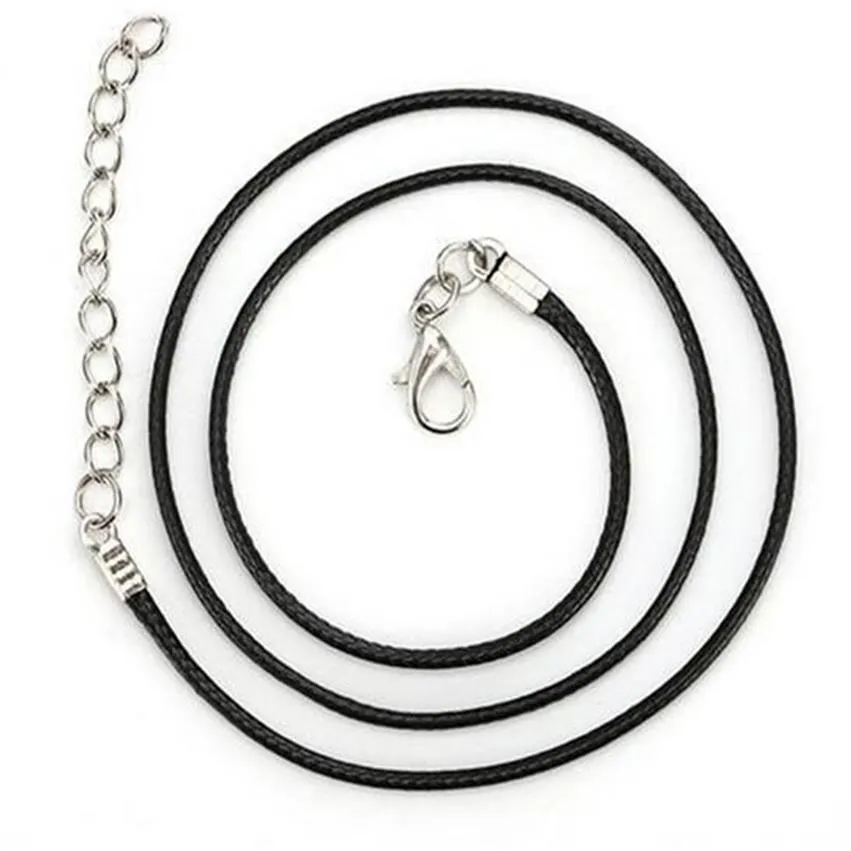 Schwarze Wachs-Leder-Schlangen-Halskette, Perlenschnur, Schnur, Seil, Draht, 45,7 cm, für DIY-Schmuck, 200 Stück / Los W9 183e