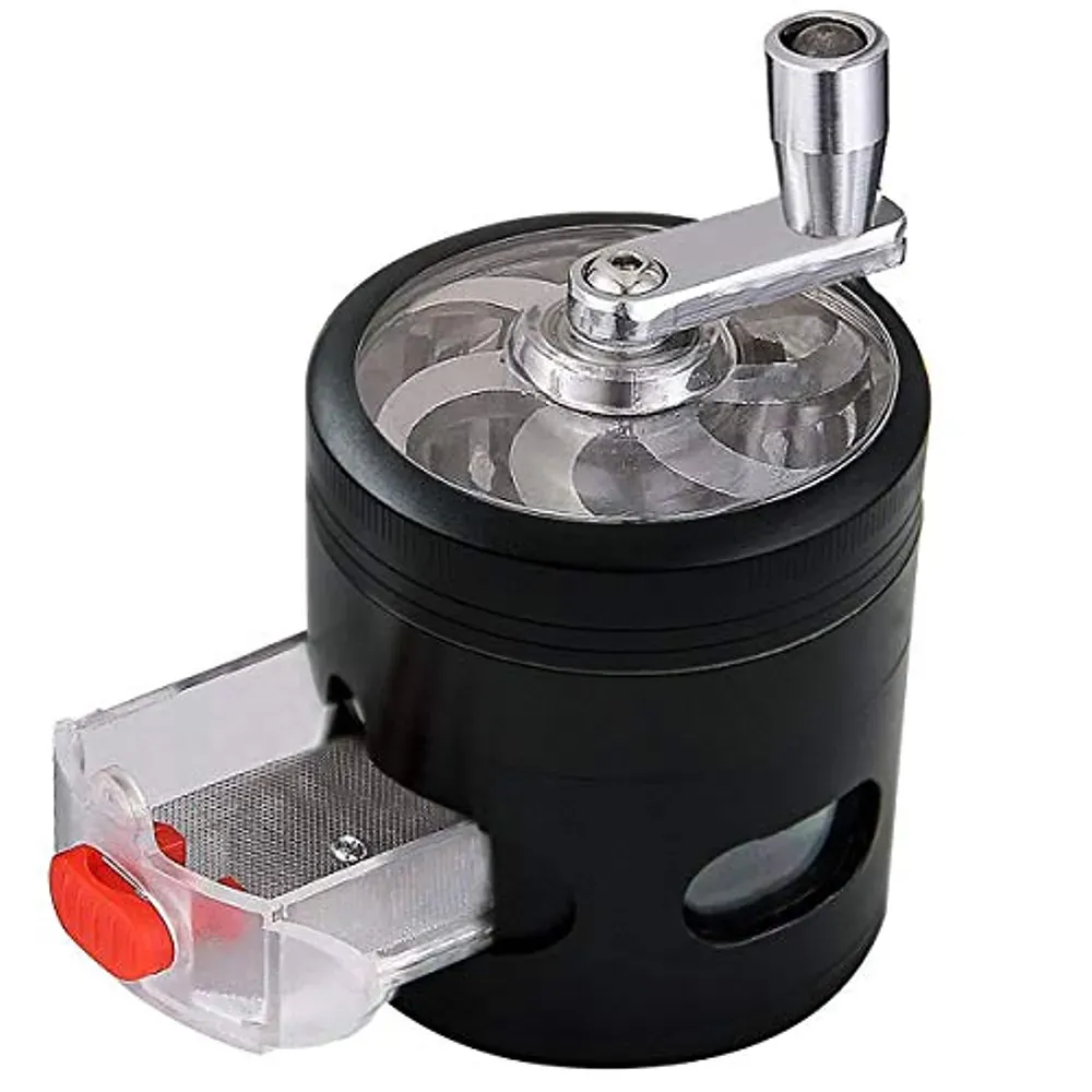 Metal Hand Cranked Smoking Tobacco Herb Grinder With Drawer Dia 63mm 4 Layers Zinc Alloy Grinder Spice Peppe Accessories