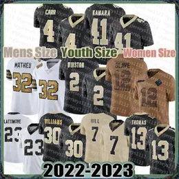 Marshon Lattimore Jameis Winston Football Jerseys ``saints``4 Derek Carr Alvin Kamara Tyrann Mathieu Chris Olave Michael Thomas Jamaal Williams A02