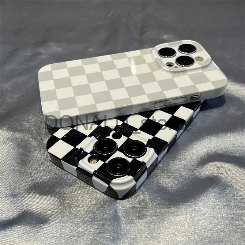 Cell Phone Cases Simple Checkerboard Phone Case For IPHONE 15PRO MAX 14 13 PRO 13 PRO MAX 15 15PLUS 15PRO Acrylic Hard Mobile Phone Cases J231206