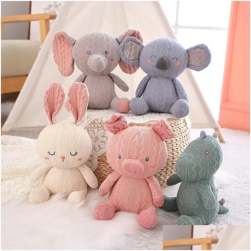 Poupées en peluche 20 cm mignon animal dinosaure cochon lapin koala éléphant jouet en peluche tricot super doux dessin animé rempli enfants bébé cadeau goutte Dhv5T