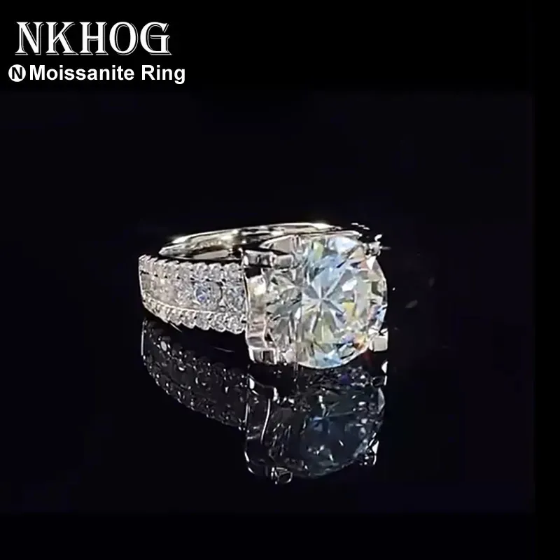 Eheringe Echt 2 Karat 8mm Ring für Frauen 925 Sterling Silber Band D Farbe VVS Diamant Engagement Feiner Schmuck mit Gra 231205