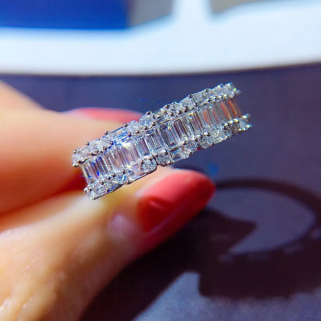 Anelli a fascia di design cinese con geometria zircone di lusso per donna Uomo anillo per unghie gioielli con anello d'amore in cristallo con diamante fine