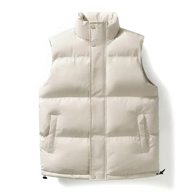 メンズジャケット温かい男性パッド付きベストコートポケットカジュアルファッション秋の冬の冬のパフジャケット