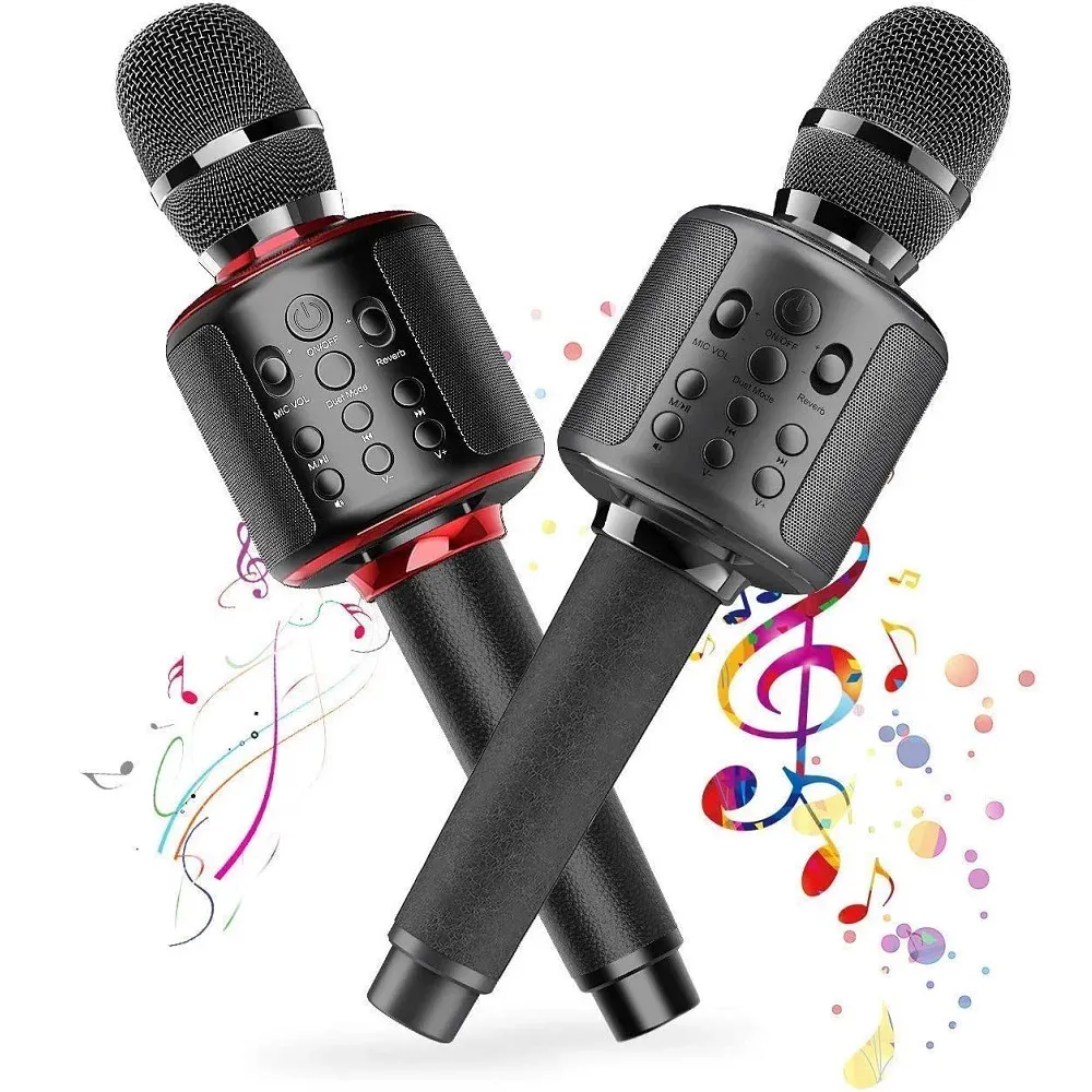 Röstbytare godaaa 2pack trådlös karaoke mikrofon 3 i 1 bärbar Bluetooth mic s er för telefon hemfest 231206