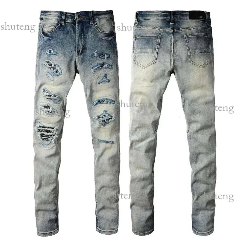 Mäns jeans 2023 Amirs Mens Luxury Designer Denim Holes Trousers modemärke Jean Biker Pants Man Clothing Mens Womens Pants Jeans 87