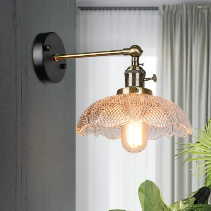 Vägglampa modern glas ledande sconce belysning nordiska kopparbelysning klar lampskärm retro för sovrum