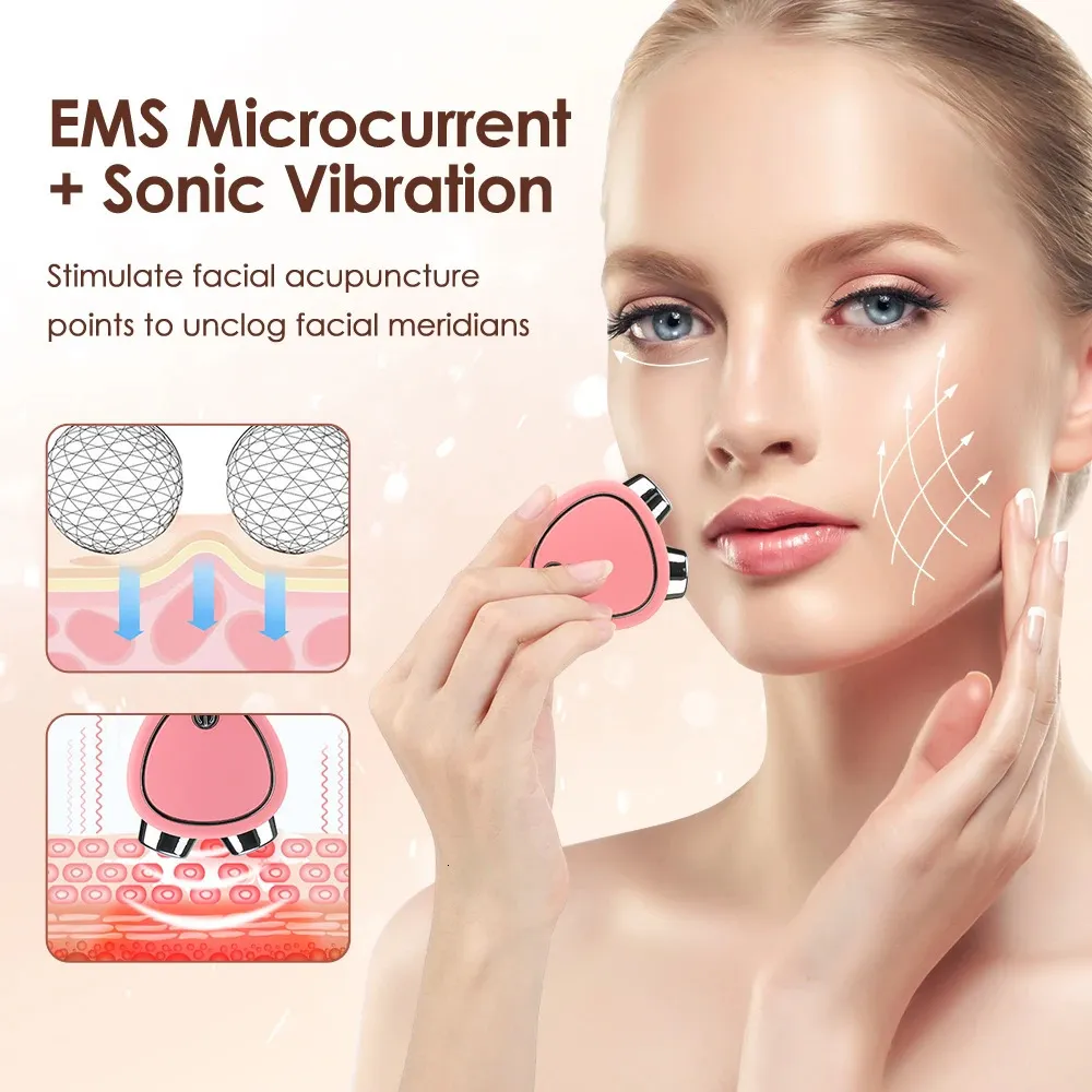 Masajeador facial Masajeador de rodillo de estiramiento facial electrico portatil EMS Microcorriente Vibracion sonica Levantamiento de la piel Apriete