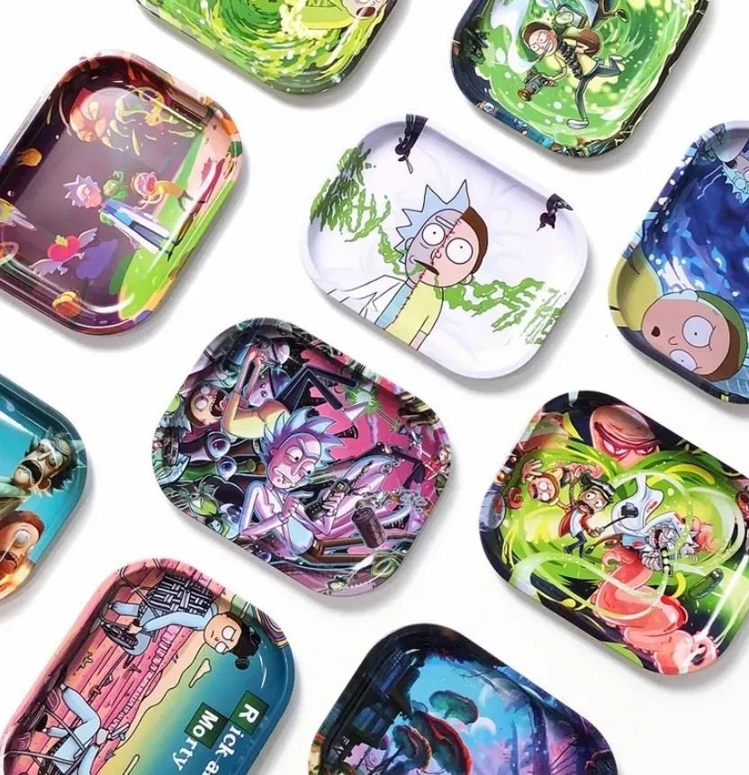 ZZ Cartoon Metal Rolling Trays Kit Tobacco Herb Roll Tray With