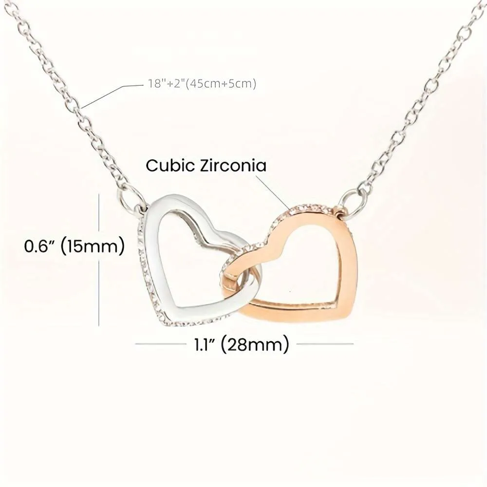 Décor brillant zircone coeur entrelacé pendentif collier anniversaire fille fête des mères cadeau de fille