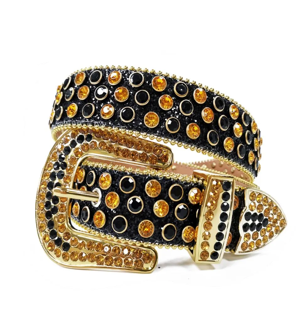 New Western Rhinestones Belt Removable Buckle Cowboy Bling Bling Leather Crystal Luxury Studded Belts For Men Women7321059