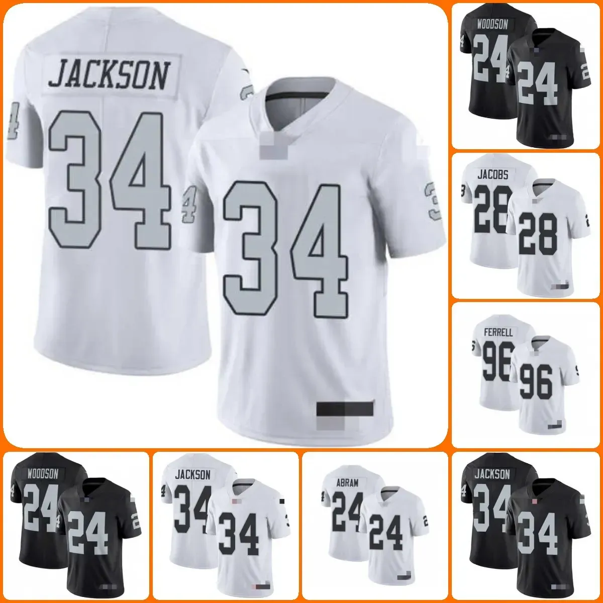 Maillot de Football personnalisé Las Vegas 17 Davante Adams 34 Bo Jackson 24 Charles Woodson' hommes femmes jeunesse maillot limité