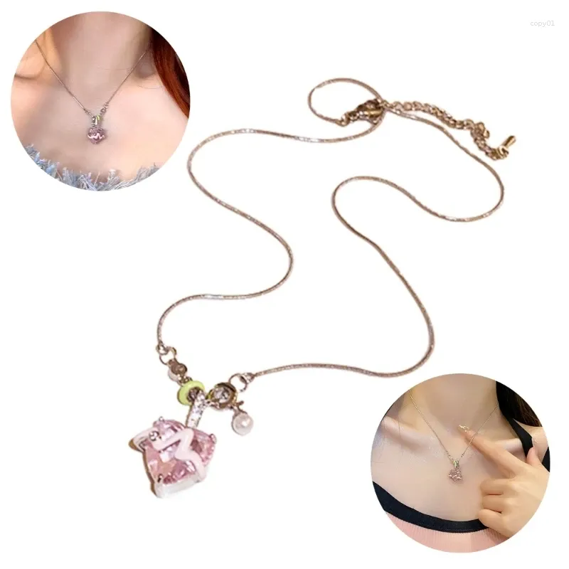 Ожерелья с подвесками, модное ожерелье с розовым сердечком, элегантное колье из сплава, украшения на шею для женщин, Прямая поставка