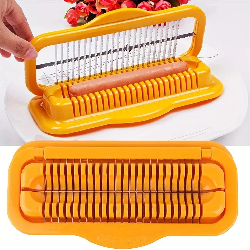 Bouteilles d'eau 1pc Banana Slicer en acier inoxydable multifonctionnel chien saucisse coupe-légumes fraise tranche outils de cuisine 231206