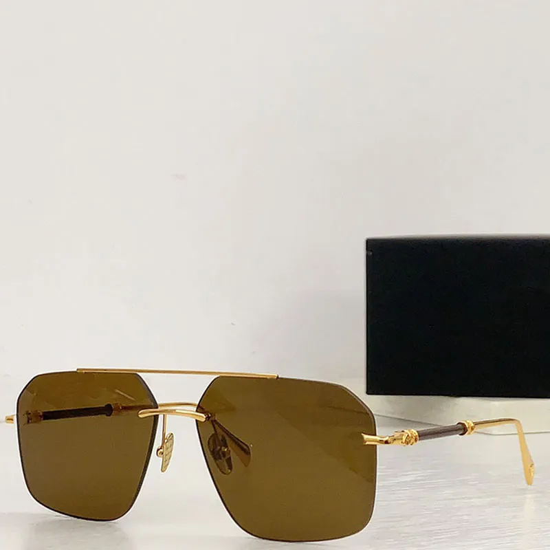 Gafas de sol Z052 de diseñador de marca de alta gama para hombres, gafas de sol cuadradas clásicas sin marco de metal color champán y dorado para hombres y mujeres UV400 con caja original Z052