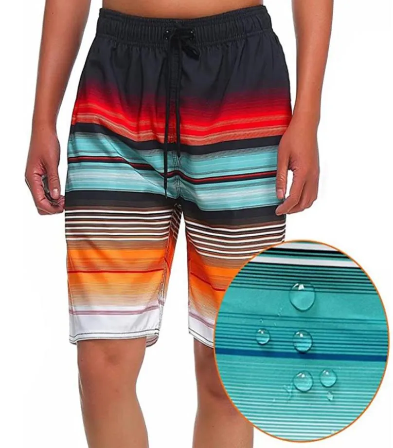 Men039s Schnell trocknende, gestreifte Badeshorts mit Kordelzug, Netzfutter für Schwimmen, Surfen, Strand, Pool, Party, MK60818684989