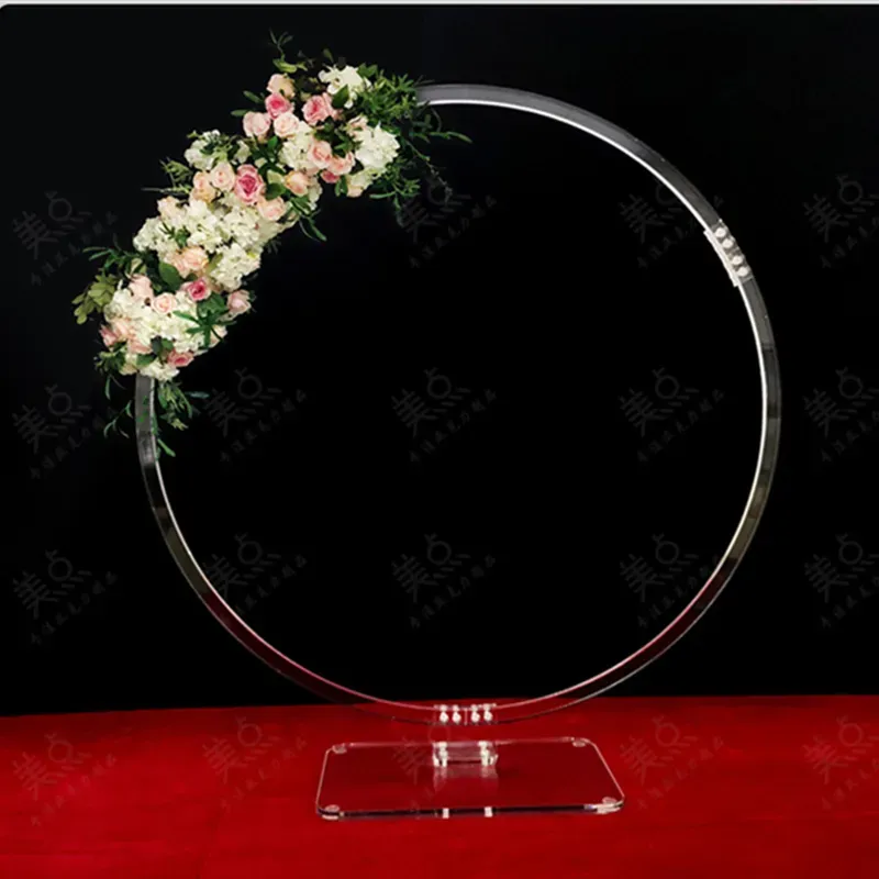 10 pçs anel redondo arco mesa de casamento peças centrais acrílico prateleira artificial estrada chumbo floral suporte pano de fundo decoração