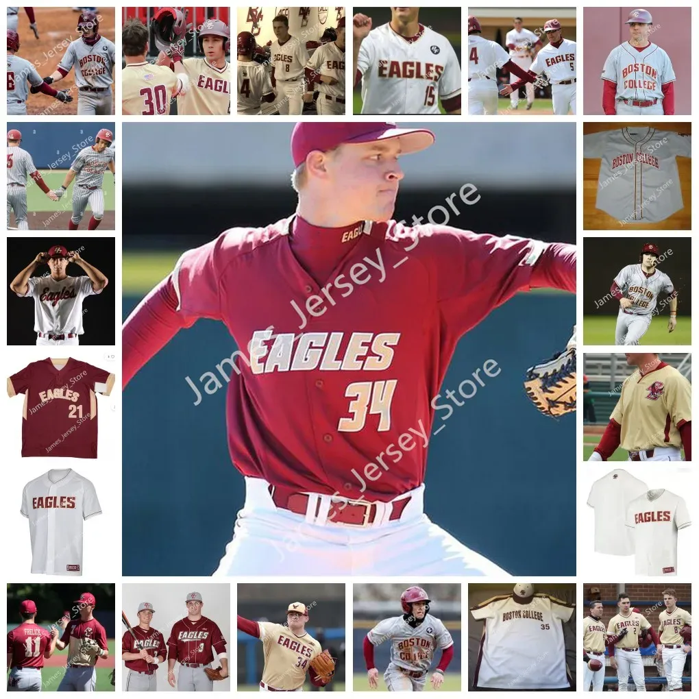 Stitched Boston College Eagles Baseball Jersey Evan Moore Liam Dvorak Brendan Coffey Rafe Chaumette Joe Mancini Travis Lane Zach Pitzl Julia