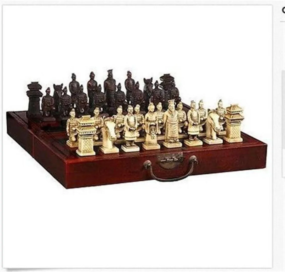 Whole Cheap Chinese 32 pieces chess setboxXian Terracota Warrior30107613277